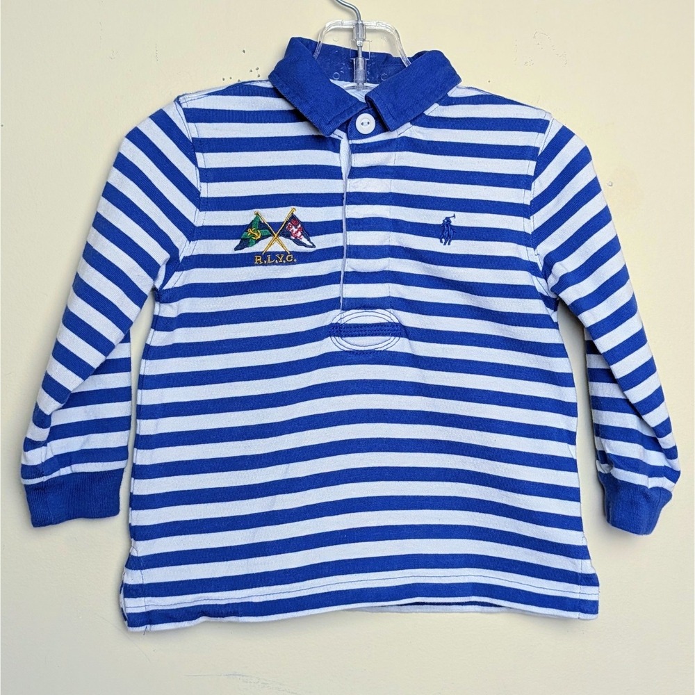 Polo Ralph Lauren Yacht Club Striped Rugby Shirt Pony Logo Size 18 Months